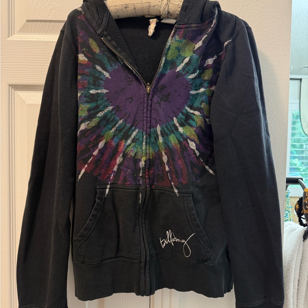 Billabong Black Tie-Dye Hoodie Vintage